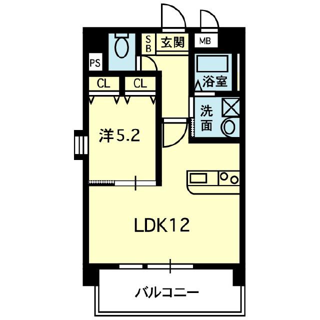 クレアはません通(1LDK/5階)の間取り写真