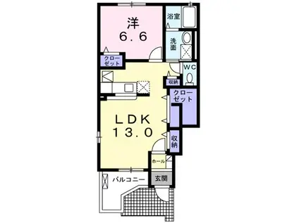 ノヴェルII(1LDK/1階)の間取り写真