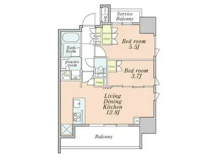 クレストコート本所吾妻橋(2LDK/10階)の間取り写真