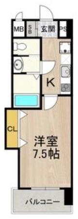 LUXE天王寺(1K/4階)の間取り写真