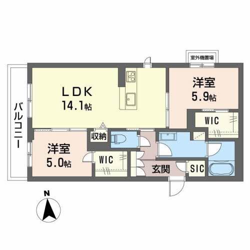 SHA MAISON さかえ(2LDK/3階)の間取り写真