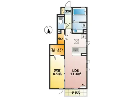 アレセア(1LDK/1階)の間取り写真