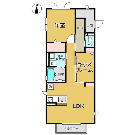 クレドII(1SLDK/1階)の間取り写真