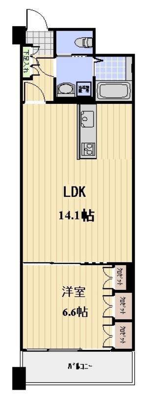 グランカーサ浅草(1LDK/3階)の間取り写真