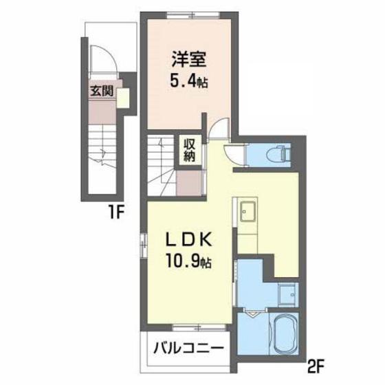グリーンハウス(1LDK/2階)の間取り写真