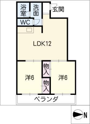 三宝ビル(2LDK/1階)の間取り写真
