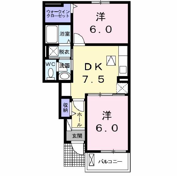 リアンジュ(2DK/1階)の間取り写真