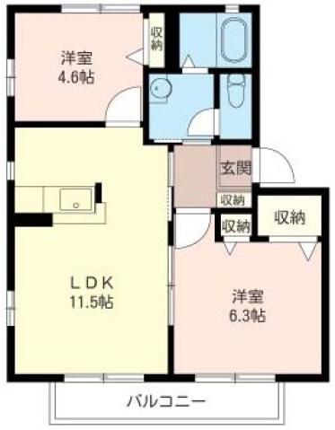 グリーンハウス(2LDK/1階)の間取り写真