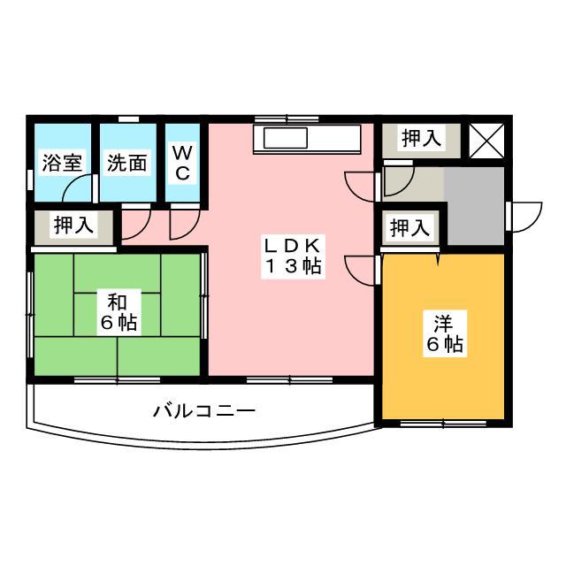 ウインヒル江南(2LDK/1階)の間取り写真