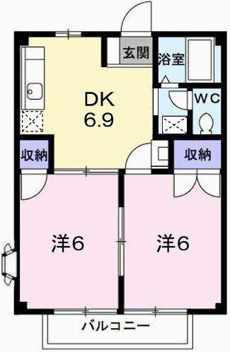 アメニティ浅見(2DK/2階)の間取り写真