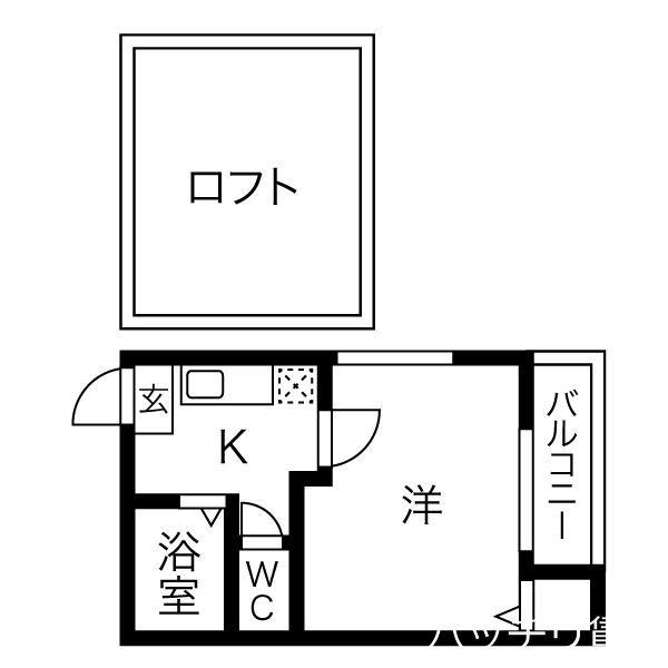 ファイブスターハイツ(1K/2階)の間取り写真