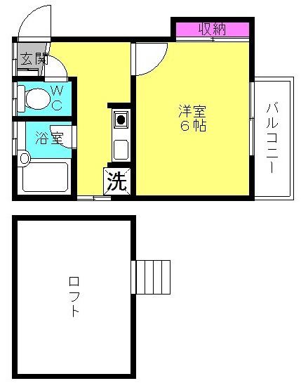 KJサンハウス(1K/2階)の間取り写真