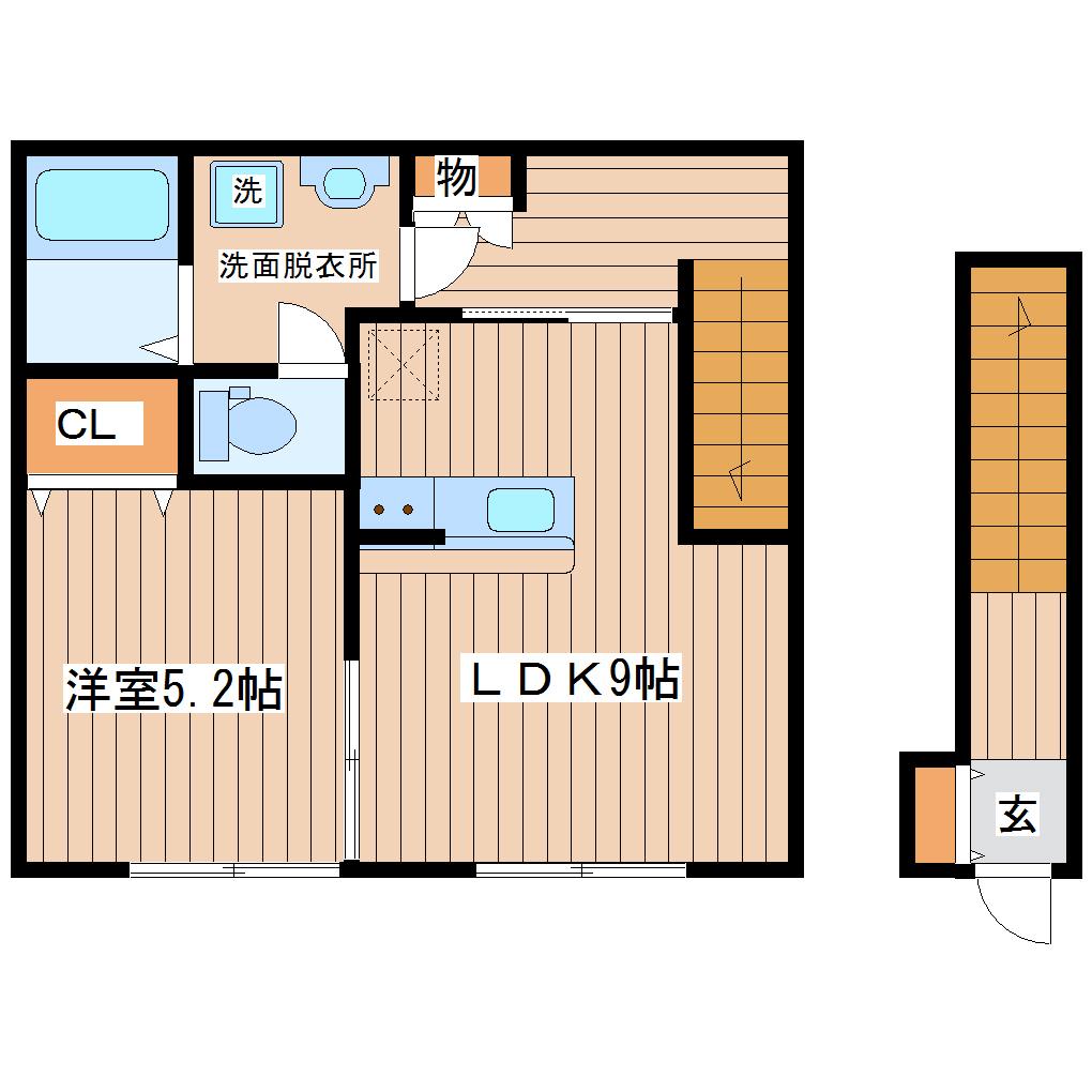 D-COURT通町(1LDK/2階)の間取り写真