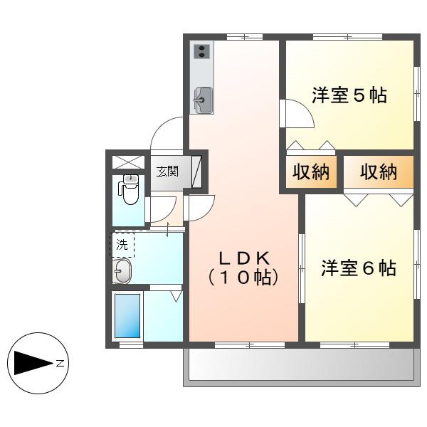 グランドメゾン(2LDK/2階)の間取り写真