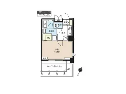 TATSUMIスカイガーデンテラス(1K/4階)の間取り写真