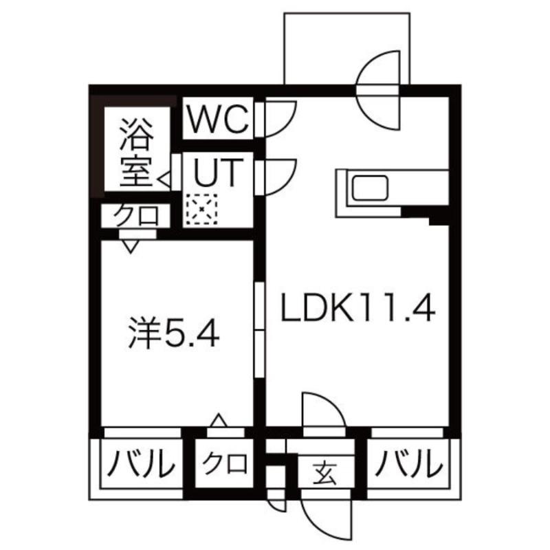 トレジャーキャッスル参番館(1LDK/5階)の間取り写真