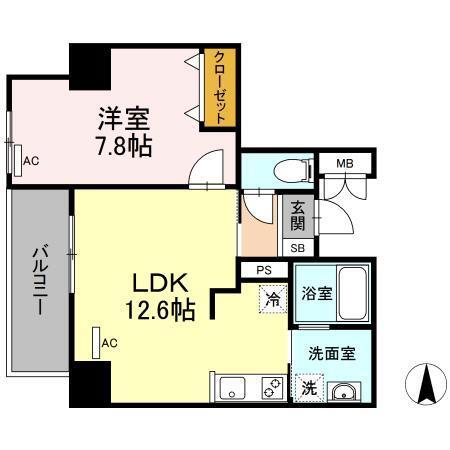 PARK AVENUE ウエスト(1LDK/1階)の間取り写真