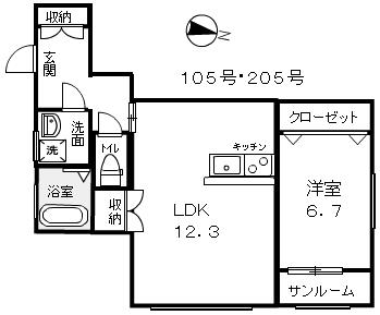 LOVE&PEACEIV(1LDK/1階)の間取り写真