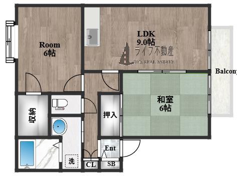 カサフェリスA棟(2LDK/1階)の間取り写真