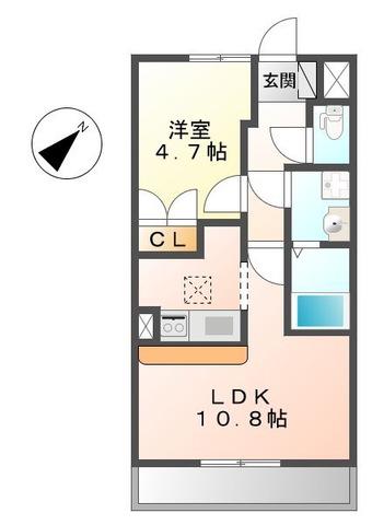 THE・SHINE(1LDK/1階)の間取り写真