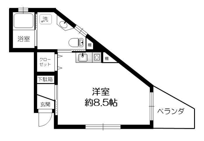 ステージ松江海岸(ワンルーム/1階)の間取り写真