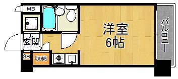 キューブ塚口(ワンルーム/2階)の間取り写真