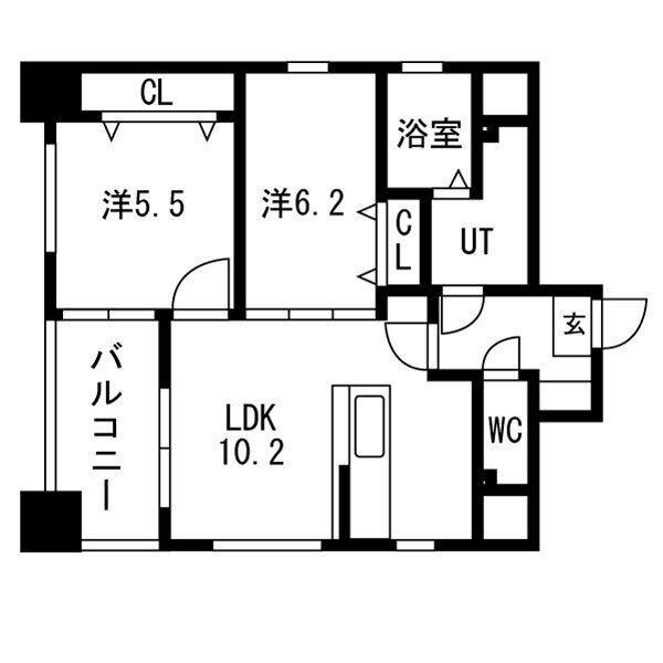 ライトクロト名港(2LDK/4階)の間取り写真
