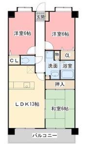 クリオコート佐賀(3LDK/4階)の間取り写真