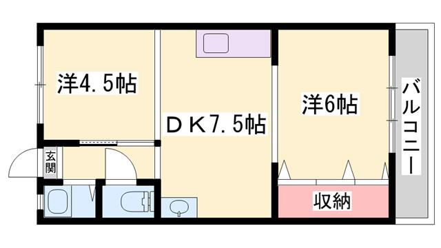 伊勢田マンション(2DK/2階)の間取り写真