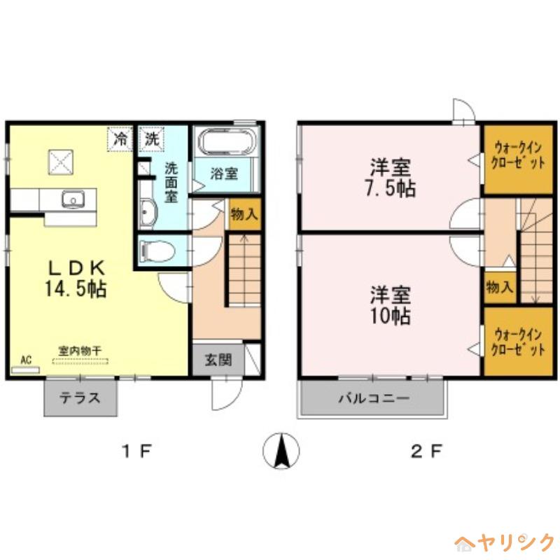 ソレイユ新城(2LDK/1階)の間取り写真