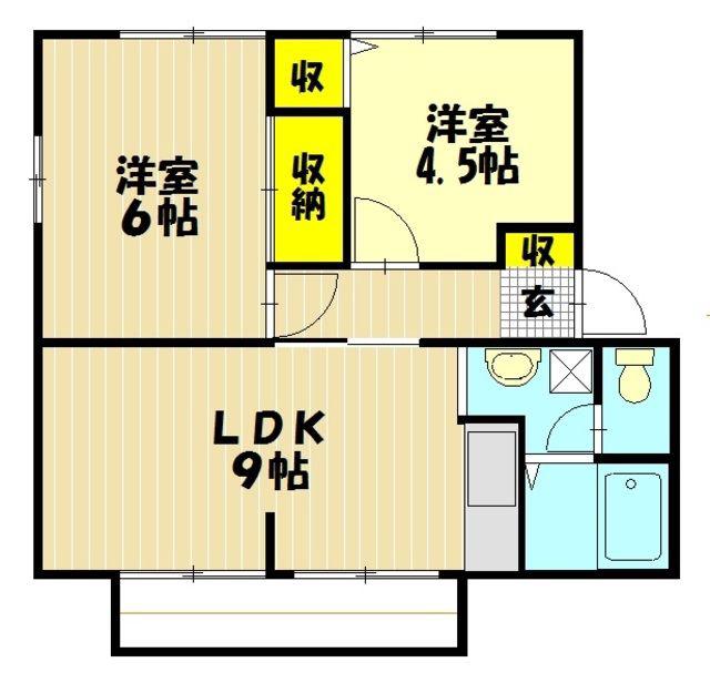 サンライズパレス(2LDK/1階)の間取り写真