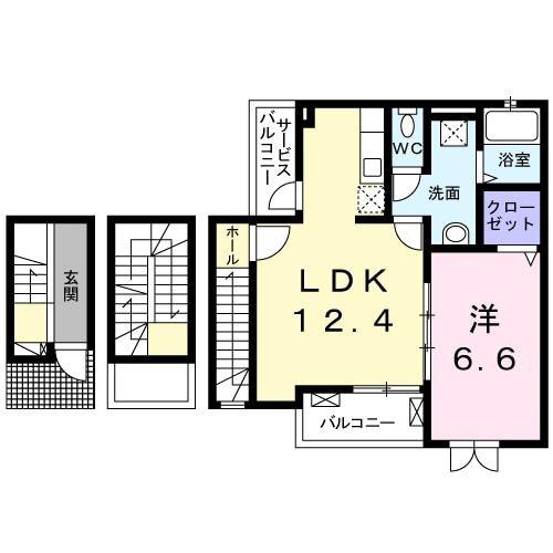 サウスウィンド(1LDK/3階)の間取り写真