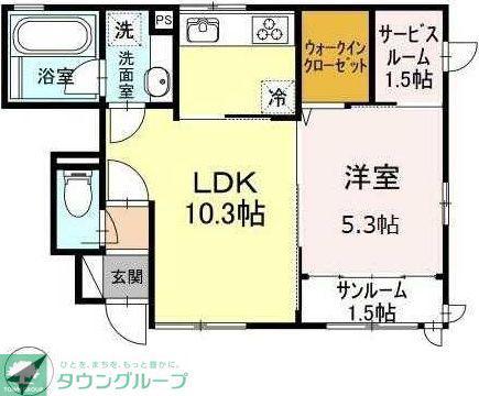 サンシャンテ上野毛(1LDK/1階)の間取り写真