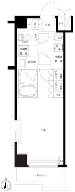 ルーブル川崎中丸子参番館(1K/6階)の間取り写真