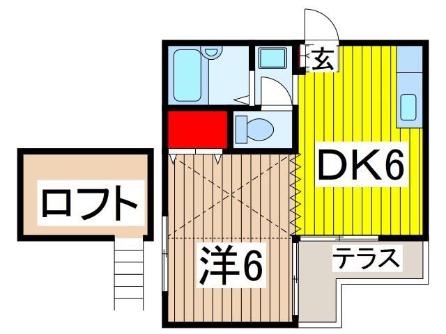 エニーセ南2号棟(1K/2階)の間取り写真