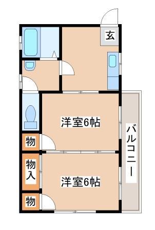 ハイツ朝(2DK/2階)の間取り写真