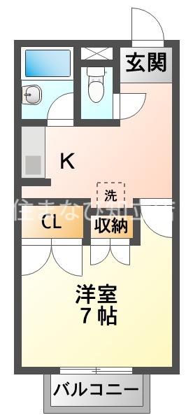 DEAR COURT A棟(1K/2階)の間取り写真