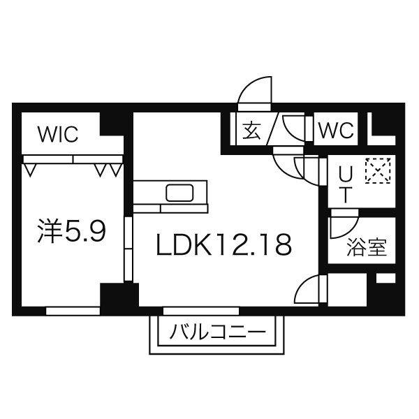 ソールタワー大通(1LDK/5階)の間取り写真
