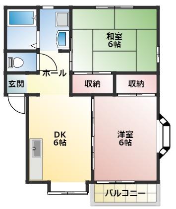 メゾンシューレ(2DK/1階)の間取り写真