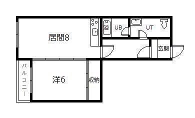 エステート宮下26C(1DK/3階)の間取り写真