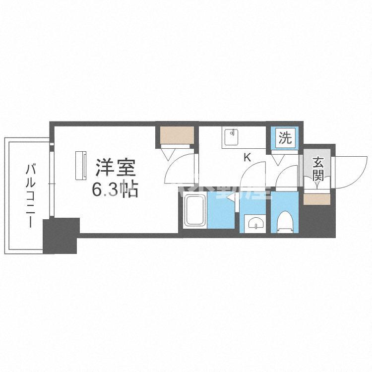 ゼオン大阪イースト(1K/4階)の間取り写真