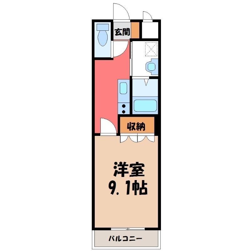 パルティールK(1K/2階)の間取り写真