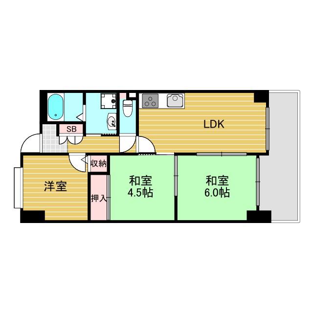 ライオンズマンション新大阪第6(3LDK/12階)の間取り写真