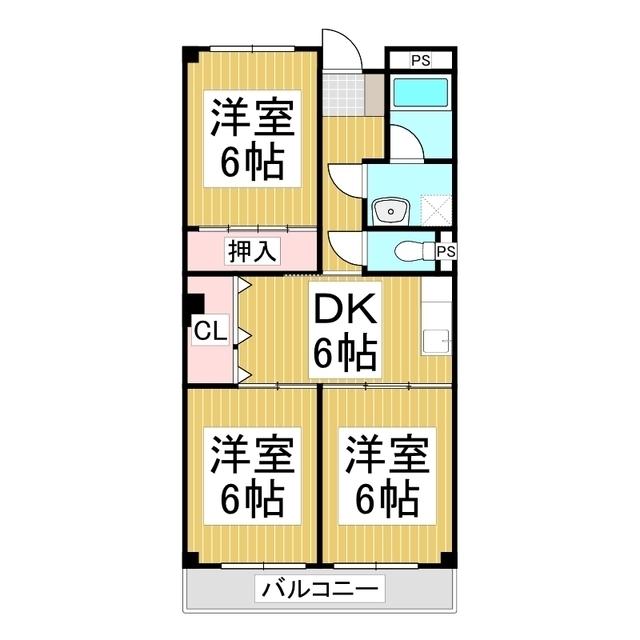 MAY三本柳(3DK/1階)の間取り写真
