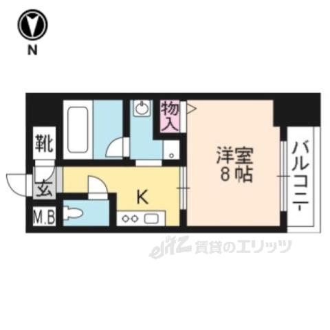 ジョイシティ二条城前(1K/3階)の間取り写真