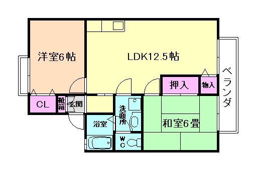 クレセント石橋(2LDK/2階)の間取り写真