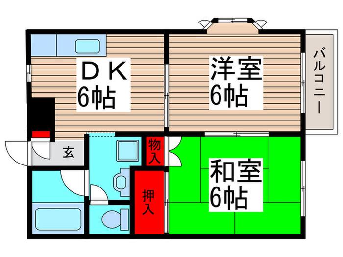 コンフォート平田(2DK/2階)の間取り写真