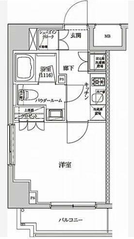 セジョリ墨田両国(1K/4階)の間取り写真
