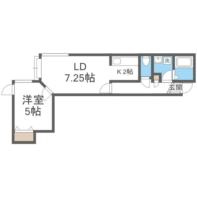 グッドライト月寒東(1LDK/1階)の間取り写真