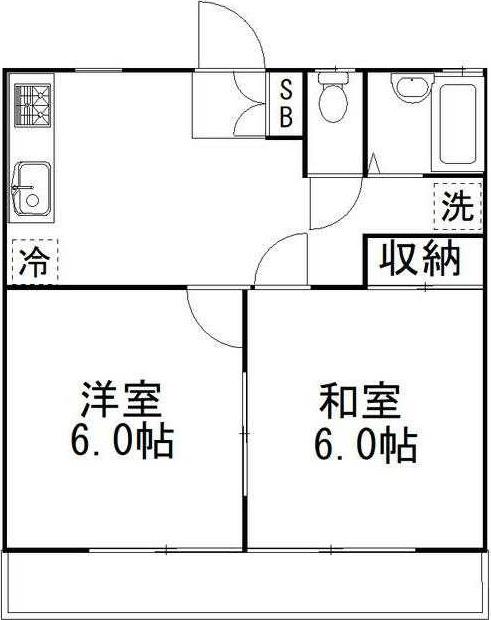 アーバンハイムI(2DK/1階)の間取り写真